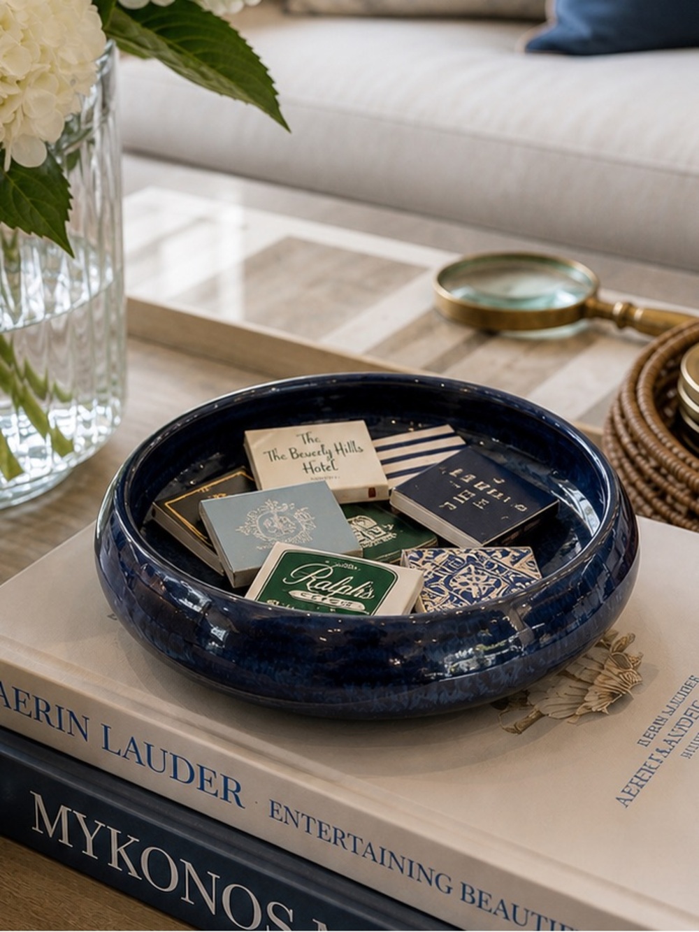 Spanish Handmade Cobalt Ceramic Bowl - Home Decor or Serving Piece